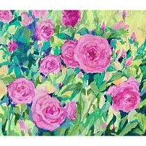 【玲廊滿藝】李喬煒─艷陽下的玫瑰花園45.5x53cm
