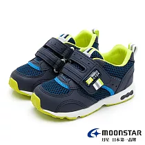 MOONSTAR 四大機能3E寬楦速乾中童童鞋 19 深藍