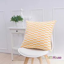 IN─HOUSE─簡約系列抱枕─賽車格─黃(50x50cm)/1入