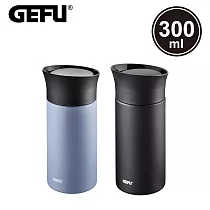 買1送1【GEFU】德國品牌360°按壓式不鏽鋼保溫杯─300ml(黑色+藍色)(原廠總代理)