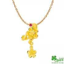 幸運草金飾 桃花緣黃金/紅寶石墜子 送黃鋼項鍊