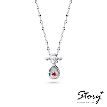 【客製品】STORY 故事銀飾─大耳狗Baby系列─幸福喜拿銀湯匙誕生石純銀項鍊─白K金 1月