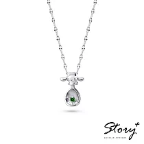 【客製品】STORY 故事銀飾─大耳狗Baby系列─幸福喜拿銀湯匙誕生石純銀項鍊─白K金 5月