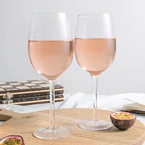《BarCraft》紅酒杯2入 | 調酒杯 雞尾酒杯 ─ 豎紋450ml