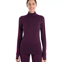 【紐西蘭icebreaker】女 ZoneKnit™ 網眼透氣半開襟長袖上衣─BF200 L 深紫/桃紅