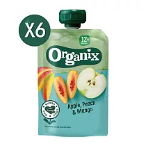 【英國Organix】水果纖泥─蘋果蜜桃芒果100gX6