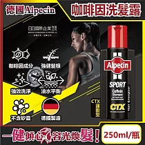 德國Alpecin─強健髮根控油無矽靈咖啡因洗髮凝露250ml/瓶(運動洗髮精，男士調理頭皮洗髮液， 0%矽靈保濕滋潤) CTX運動型