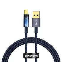 ☆iPhone15可用☆Baseus倍思 探索者系列 智能斷電Type─C快充數據線 100W 200cm 藍色