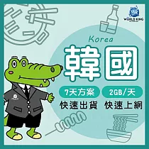 【WorldKing】韓國網卡7天高速流量(每天2GB，超過降速不斷網)