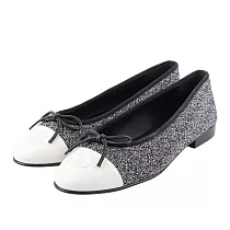 CHANEL 蝴蝶結拼色娃娃鞋_展示品 (37.5) (黑色/白色)