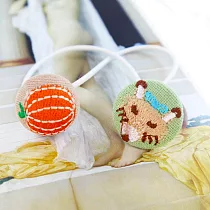 【PinkyPinky Boutique】刺繡狐狸與南瓜 髮束 (橘南瓜)