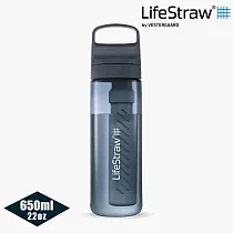 LifeStraw Go 提蓋二段式過濾生命淨水瓶 650ml|(濾水瓶 登山 健行 露營 旅遊 急難 避難 野外求生) 深藍色