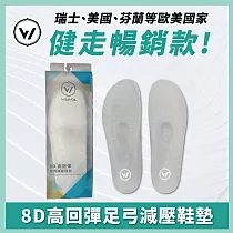 【WOAWOA】8D高回彈止滑足弓減壓鞋墊│單雙(久站鞋墊 除臭鞋墊 足弓鞋墊 運動鞋墊 矯正鞋墊) M(22.5─24.5公分)