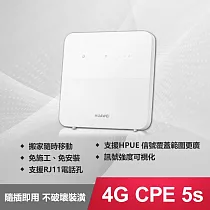【加碼贈華為大購物袋+原廠5A快充線】HUAWEI 4G CPE 5s 路由器B320─323 白色