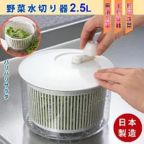 日本製 沙拉蔬果清洗脫水器手搖瀝水籃 蔬菜旋轉脫水機 濾水籃2.5L(1入)