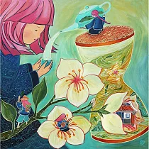 【玲廊滿藝】日淳插畫─夏茶34x34cm