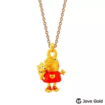 JoveGold漾金飾 天真佩佩Peppa Pig黃金墜子 送黑皮繩項鍊