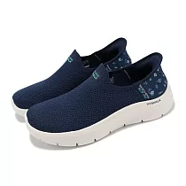 Skechers 休閒鞋 Go Walk Flex Slip─Ins 女鞋 藍 灰 玫瑰 避震 套入式 懶人鞋 健走鞋 124822NVTQ