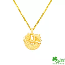 幸運草金飾 榮耀黃金墜子─小 送黑皮繩項鍊