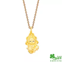 幸運草金飾 自在觀音黃金墜子 送黃鋼項鍊