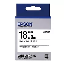 EPSON 原廠標籤帶 高黏性系列 LK─5WBW 18mm 白底黑字