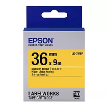 EPSON 原廠標籤帶 粉彩系列 LK─7YBP 36mm 黃底黑字