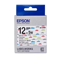 EPSON 原廠標籤帶 花紋系列 LK─4FBY 12mm 酷炫車/黑字