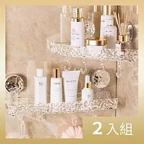 CS22 水晶感冰川紋壁掛吸盤無痕置物收納架(直排款/轉角款)─2入 直排款