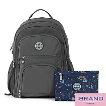 iBrand 輕盈防潑水素色多功能後背包─ 深灰色