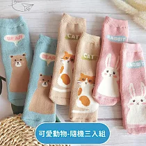 DF童趣館 ─ 台灣製超萌可愛加厚防滑魔術襪3雙組─大人小孩皆可穿─多款任選 可愛動物(隨機3入)