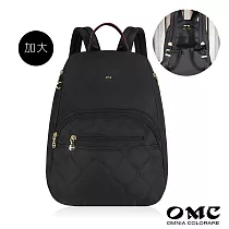 【OMC】葫蘆紋側拉鍊防盜後背包23337(加大款附胸扣) 黑色