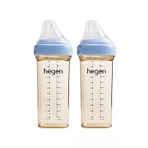 【hegen】金色奇蹟PPSU多功能方圓型寬口奶瓶 330ml 雙瓶組 ─ 沁藍