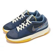 Nike 籃球鞋 Ja 1 SE GS Mystic Navy 大童 女鞋 藍 黃 氣墊 FQ7371─400