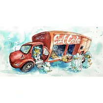 【玲廊滿藝】詞不DA藝─貓咪們的可樂貨車趴24.8x49.9cm