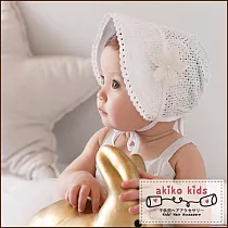 【akiko kids】親親小寶貝小花蕾絲網美帽3─12月適用 ─白色
