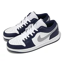 Nike 休閒鞋 Air Jordan 1 Low 男鞋 海軍藍 灰 AJ1 一代 低筒 553558─141