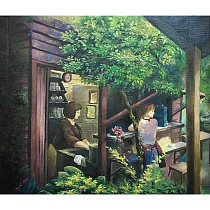 【玲廊滿藝】朱薇諺─山居咖啡 Caf’e in mounain45.5x53cm