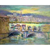 【玲廊滿藝】鄭素雲─30F油彩，佛羅倫斯舊橋72.5x91cm