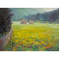 【玲廊滿藝】鄭素雲─20P油彩，瑞士風光60.5x72.5cm