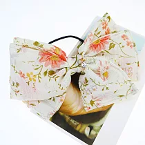【PinkyPinky Boutique】溫柔小花 雪紡蝴蝶結髮束 (米色)