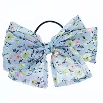 【PinkyPinky Boutique】溫柔小花 雪紡蝴蝶結髮束 (藍色)