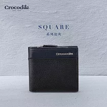 【Crocodile】鱷魚皮件 男錢包 釦式L型短夾 10卡拉鍊 植鞣革 Square2.0系列─0103─11603 夜幕藍黑