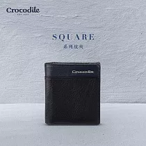 【Crocodile】鱷魚皮件 中性皮夾 直式男短夾/錢包 5卡拉鍊釦式 Square2.0系列─0103─11604 夜幕藍黑