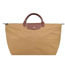LONGCHAMP LE PLIAGE系列短把再生尼龍摺疊水餃旅行袋(大) 小鹿棕