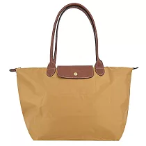 LONGCHAMP LE PLIAGE系列長把再生尼龍摺疊水餃包(大) 小鹿棕