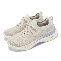 Skechers 休閒鞋 Go Walk Arch Fit 2.0─BEL 女鞋 米白 紫 雙密度 支撐 健走鞋 125320NTPR