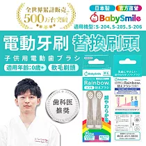 日本BabySmile 刷頭替換組 2只/組(適用S─204、S─205、S─206兒童電動牙刷機款) ─軟毛(0歲起)
