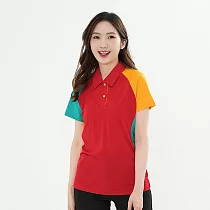【遊遍天下】MIT台灣製女款撞色時尚吸濕排汗短袖機能POLO衫(S118) 2XL 紅色