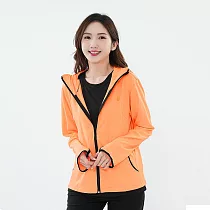 【遊遍天下】MIT台灣製女款抗UV露指吸濕排汗機能連帽外套(112) XL 淺桔