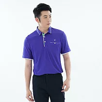 【遊遍天下】男款抗UV吸濕排汗機能格紋POLO衫(GS1017) 5XL 藍紫